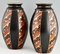Art Deco Vasen mit geometrischem Muster von Saint Ghislain, 2er Set 6