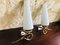 Mid-Century Scandinavian Style Brass & Opaline Sconces, Set of 2 3