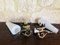 Mid-Century Scandinavian Style Brass & Opaline Sconces, Set of 2, Image 5