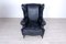 Black Leather Bergere Armchair 3