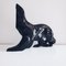 Grande Figurine Ours Polaire Noir Art Déco avec Teinte Pétrole par Desbarbieux, 1920s 1