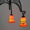 Französische Art Deco Lampe mit Lampenschirmen von Loetz Tango 2