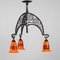 Französische Art Deco Lampe mit Lampenschirmen von Loetz Tango 1