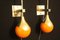 Orangefarbene Wandleuchten aus Muranoglas & Messing im Stil von Stilnovo, 2er Set 6