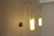 Lampade da parete con braccio in ottone e paralume in vetro bianco, set di 2, Immagine 10