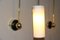 Wandlampen mit gebogenem Messingarm und weißem Glasschirm, 2er Set 6