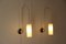 Lampade da parete con braccio in ottone e paralume in vetro bianco, set di 2, Immagine 8