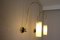 Lampade da parete con braccio in ottone e paralume in vetro bianco, set di 2, Immagine 4