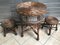 Table and 2 Wicker Stools 1960s, Set of 3, Image 11