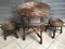 Table et 2 Tabourets en Osier, 1960s, Set de 3 11