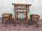 Table et 2 Tabourets en Osier, 1960s, Set de 3 6