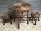 Table and 2 Wicker Stools 1960s, Set of 3 2