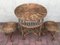 Table and 2 Wicker Stools 1960s, Set of 3, Image 3