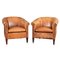 20th Century Dutch Sheepskin Leather Club Chairs, Set of 2 1
