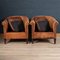 20th Century Dutch Sheepskin Leather Club Chairs, Set of 2 5