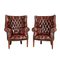 20th Century English Leather Back Armchairs, Set of 2 1