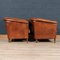 20th Century Art Deco Style Dutch Sheepskin Leather Club Chairs, Set of 2 7