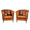 20th Century Art Deco Style Dutch Sheepskin Leather Club Chairs, Set of 2 1