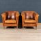 20th Century Art Deco Style Dutch Sheepskin Leather Club Chairs, Set of 2 2