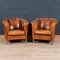 20th Century Art Deco Style Dutch Sheepskin Leather Club Chairs, Set of 2 3