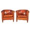 20th Century Dutch Sheepskin Leather Tub Chairs, Set of 2 1