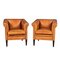 20th Century Art Deco Style Dutch Sheepskin Leather Club Chairs, Set of 2 1