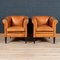 20th Century Art Deco Style Dutch Sheepskin Leather Club Chairs, Set of 2 2