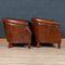 20th Century English Sheepskin Leather Tub Chairs, Set of 2, Image 7
