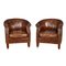 20th Century English Sheepskin Leather Tub Chairs, Set of 2 1