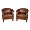 20th Century English Sheepskin Leather Tub Chairs, Set of 2, Image 1