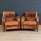 20th Century Art Deco Style Dutch Sheepskin Leather Club Chairs, Set of 2 3