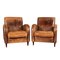 20th Century Art Deco Style Dutch Sheepskin Leather Club Chairs, Set of 2, Image 1