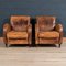 20th Century Art Deco Style Dutch Sheepskin Leather Club Chairs, Set of 2 2