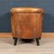 20th Century Dutch Sheepskin Leather Tub Chair 5