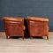 20th Century Dutch Sheepskin Leather Club Chairs, Set of 2 20