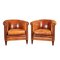 20th Century Dutch Sheepskin Leather Club Chairs, Set of 2 1