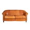 20th Century Dutch Tan Sheepskin Leather 2-Seat Sofa 1