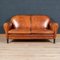 20th Century Art Deco Style Dutch Tan Sheepskin Leather 2-Seat Sofa 2