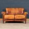 20th Century Dutch Tan Sheepskin Leather 2-Seat Sofa 2