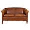 20th Century Dutch Tan Sheepskin Leather 2-Seat Sofa 1