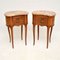Antique French Bedside Kidney Tables with Marble Tops, Set of 2 1