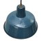 Lampe à Suspension Industrielle Vintage en Email Bleu 2