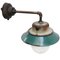 Industrielle Vintage Wandlampe aus Emaille & Klarglas in Petrolblau 3