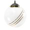 Vintage European Gold-Striped Opaline Glass Globe Pendant with Brass Top, Image 1