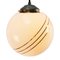 Vintage European Gold-Striped Opaline Glass Globe Pendant with Brass Top, Image 3