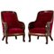 Empire Style Mahogany and Red Velvet Armchairs, Set of 2 1