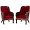Empire Style Mahogany and Red Velvet Armchairs, Set of 2, Image 1