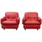 Set of Lombardia Red Leather Armchairs by Risto Holme for IKEA 1