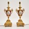 Antique French Porcelain & Gilt Metal Table Lamps, Set of 2 1