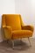 Vintage Italian Yellow Velvet Armchair, 1960s, Image 1